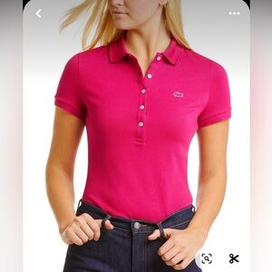 Lacoste Short Sleeve Slim Fit Stretch Pique Polo Shirt Color: pink Size:32/0 New
